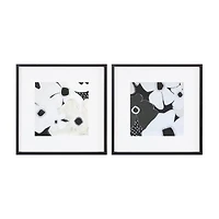 Black & White Framed Anemone Floral Print Set