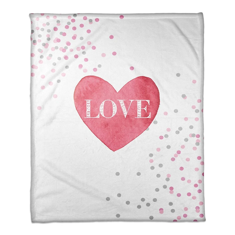 Pink Polkas Love Throw Blanket