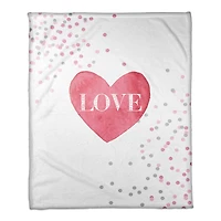 Pink Polkas Love Throw Blanket