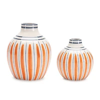 Orange Multi-Striped Stone Vase Set