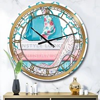 Designart 'Pink Fashion High Heels Iv Glam Wall Clock