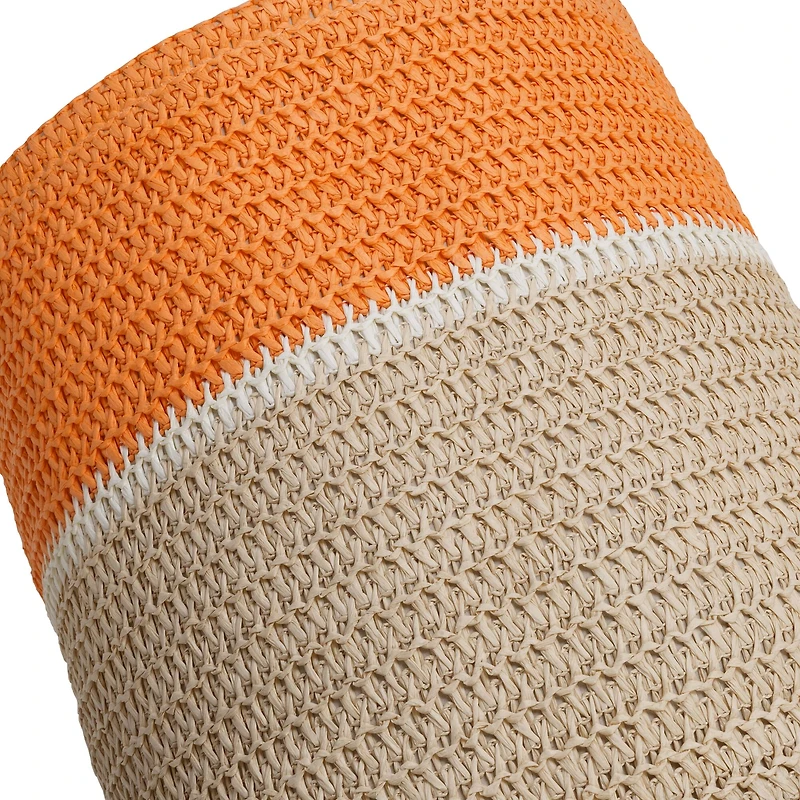 Honey Can Do Orange & Beige Paper Straw Nesting Baskets with Handles Set