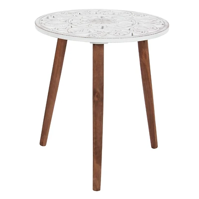 White Wood Contemporary Accent Table