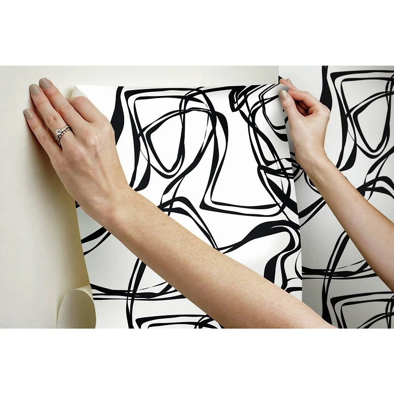 RoomMates Black Ribbon Trail Peel & Stick Wallpaper