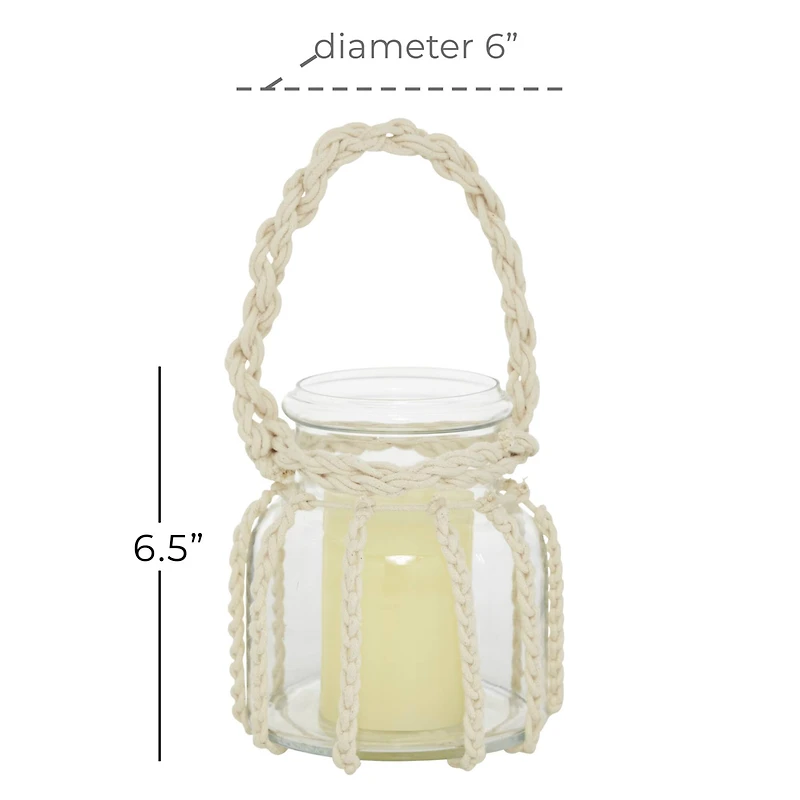White Glass Coastal Lantern, 6" x 6" x 6"