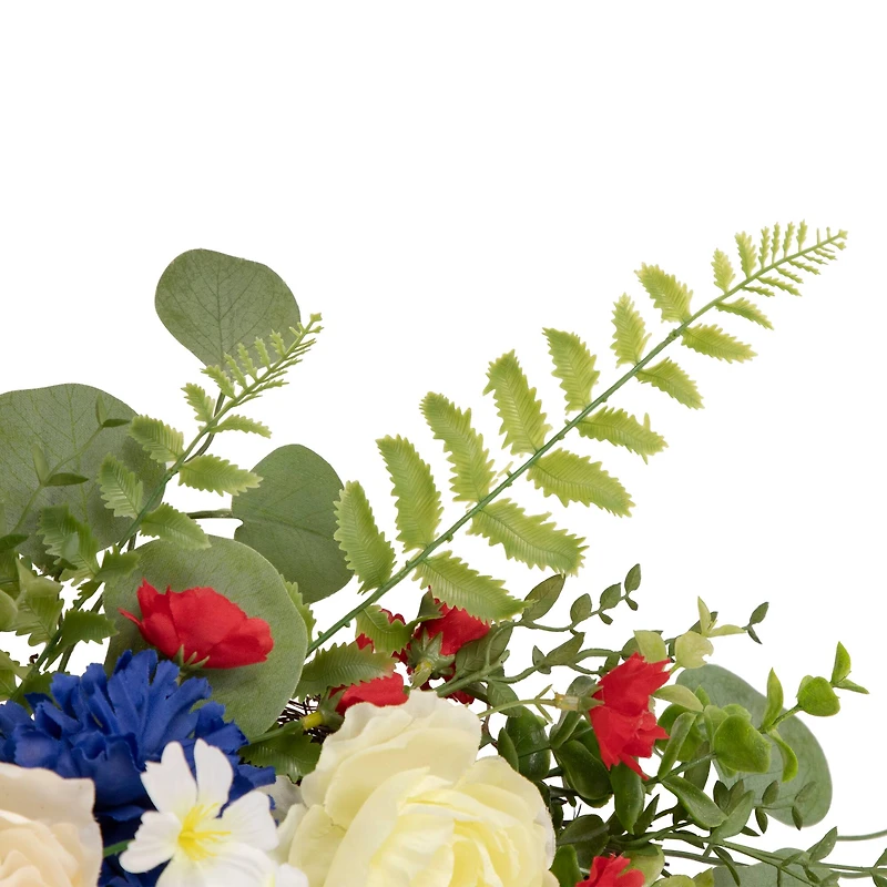 24" Americana Mixed Floral Patriotic Grapevine Wreath