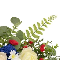 24" Americana Mixed Floral Patriotic Grapevine Wreath