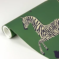 Scalamandre Serengeti Green Zebra Safari Peel & Stick Wallpaper 
