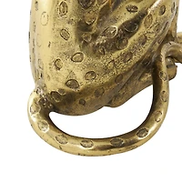 25" Gold Aluminum Leopard Spotted Sitting Accent Table with Glass Tabletop