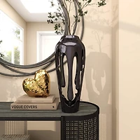 19" Black Aluminum Drip Vase with Melting Designed Body