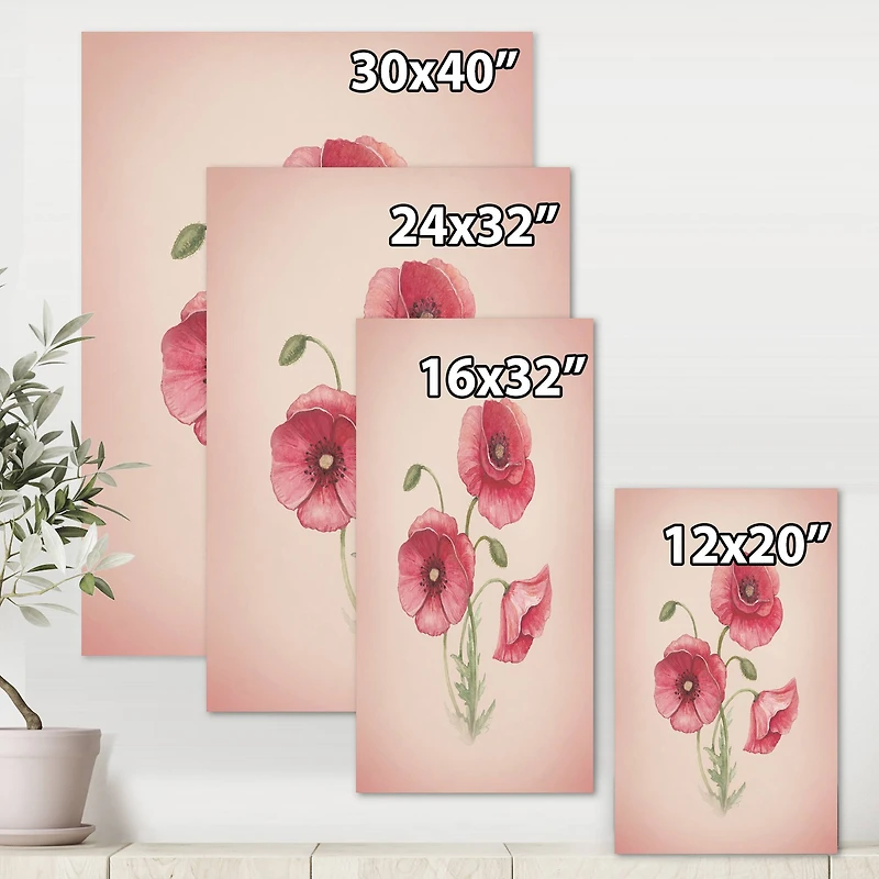 Designart - Retro Poppy Flowers