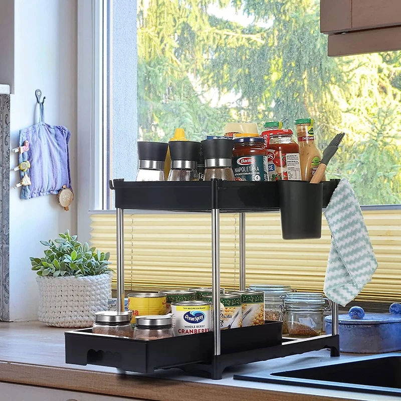 NEX™ 16" 2-Tier Under Sink Organizer with Sliding Drawer