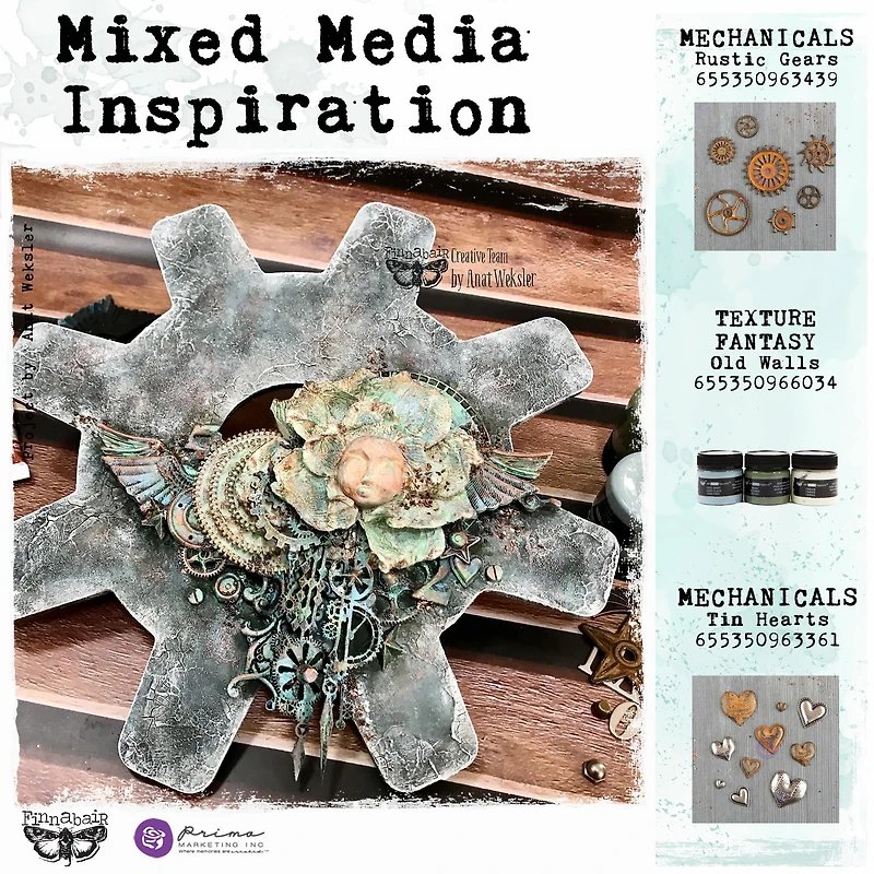 Finnabair® Mechanicals Tin Hearts Metal Embellishments Set