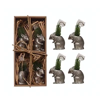 Hello Honey® Silver Antique Finish Resin Mouse Card Holders, 4ct.