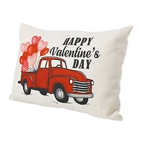 Glitzhome® 18" Faux Burlap Happy Valentine's Truck Pillow