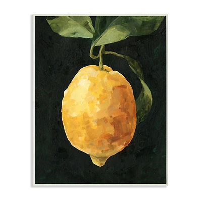 Stupell Industries Abstract Yellow Lemon on Vine Pop over Black Wood Wall Plaque