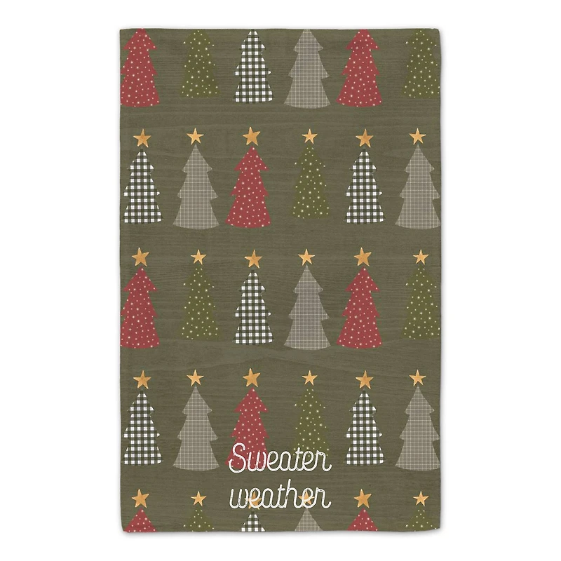 Sweater Weather Green Tree Pattern Tea Towel Set