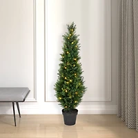 4ft. Pre-Lit Potted Cedar Tree