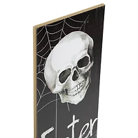 36" Black & White Enter at Your Own Risk Wood Halloween Wall Sign