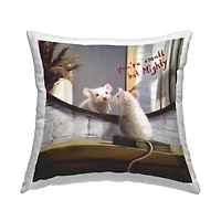 Stupell Industries Small but Mighty Sentiments Adorable Mouse in Mirror Throw Pillow 18" x 18"