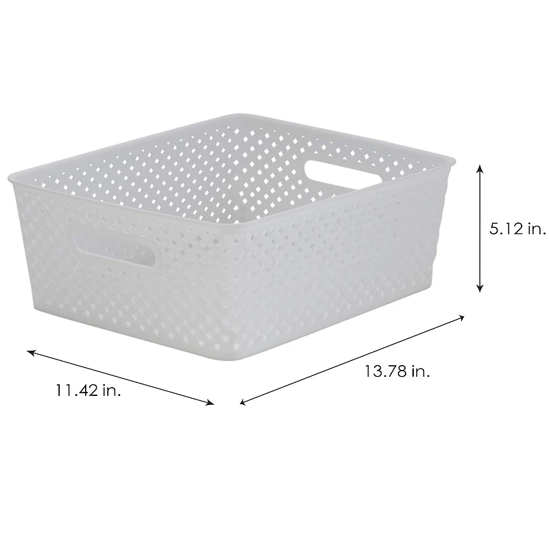 Simplify Medium Resin Wicker Storage Bin