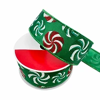 1.5" x 30ft. Green Glitter Peppermints Wired Ribbon by Celebrate It®