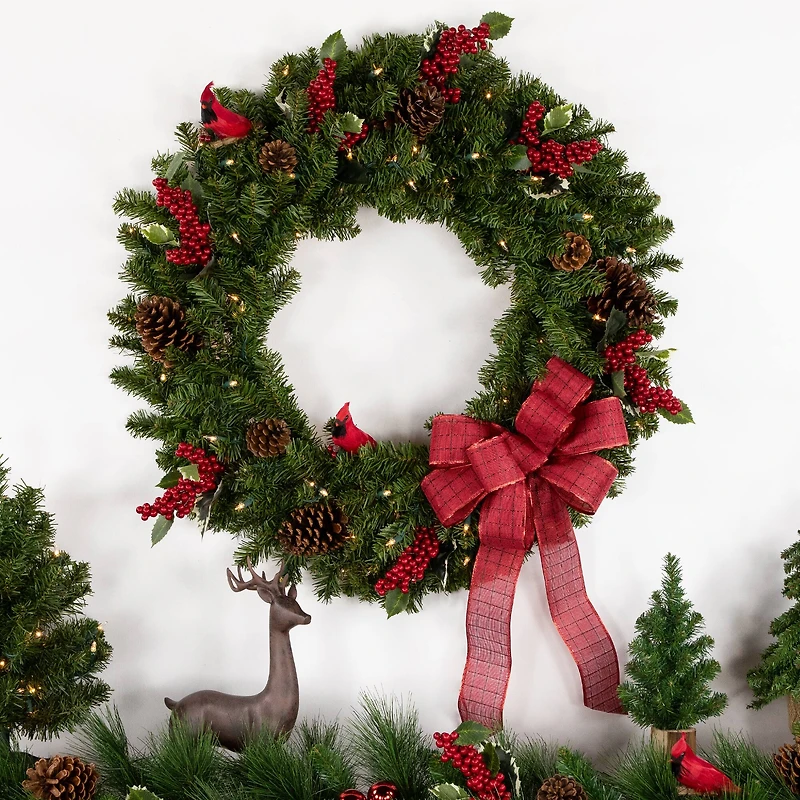 30" Pre-Lit Canadian Pine Artificial Christmas Wreath