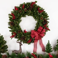30" Pre-Lit Canadian Pine Artificial Christmas Wreath