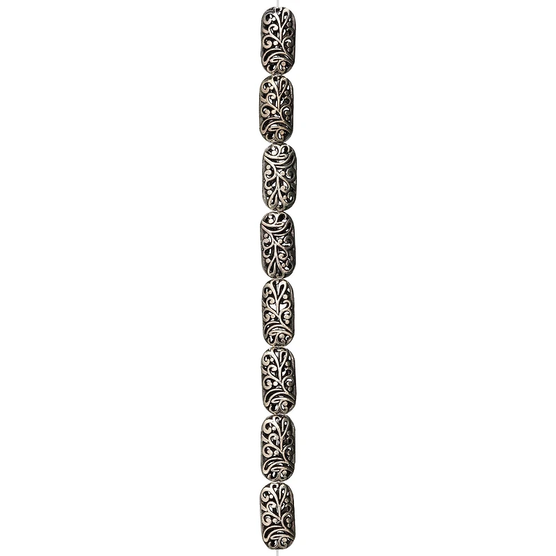 12 Pack:  Silver Plated Vine Pattern Beads, 20mm by Bead Landing™