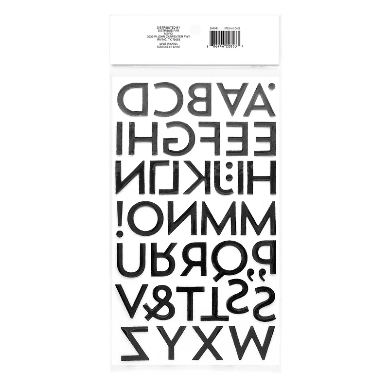 12 Packs: 86 ct. (1,032) Black Glitter Block Alphabet Stickers by Recollections™