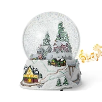 Glitzhome® 8" Lighted Musical Snowflakes Village Waterglobe