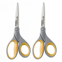 Westcott® 8" Gray & Yellow Soft Grip Titanium Bonded Straight Scissors, 2ct.