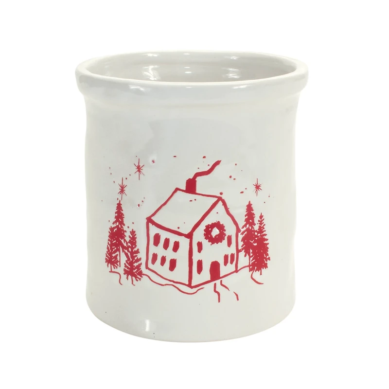 Crock Containers With House Image Set, 4ct.
