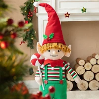 Glitzhome® 39" Telescopic Christmas Elf Boy Standing Décor