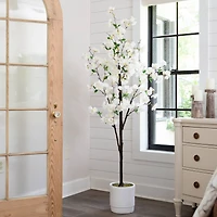 6ft. Artificial Cherry Blossom Tree with White Decorative Planter