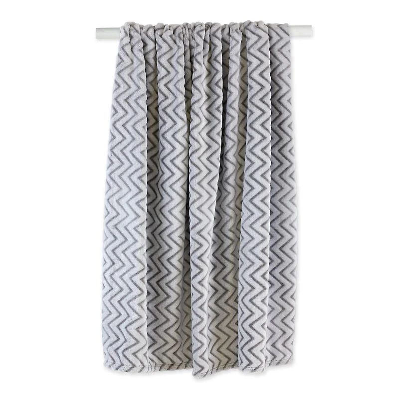 DII® Gray Chevron Plush Throw