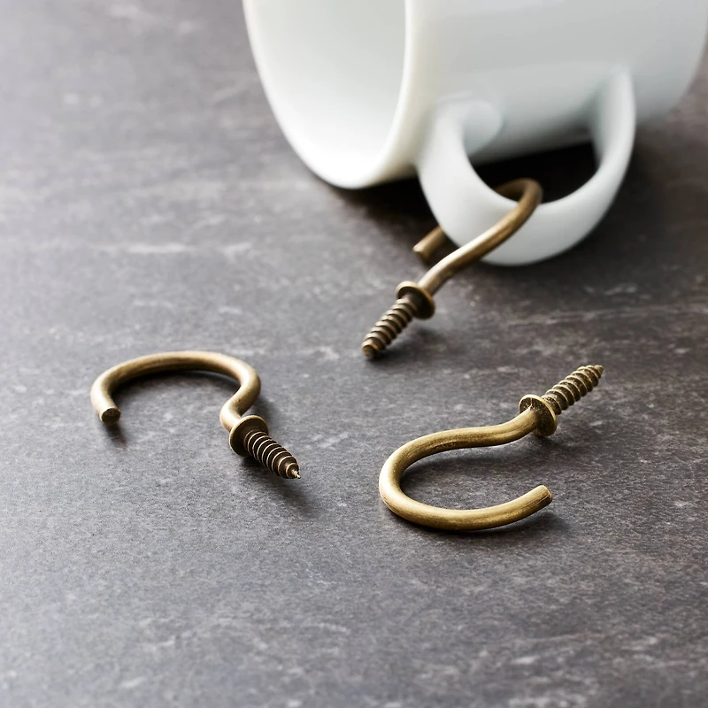 1.25" Antique Brass Cup Hooks, 3ct. by Studio Décor®