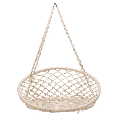 Hello Honey® Hanging Handwoven Cotton Macramé Chair with Metal Frame