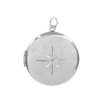 Silver Starburst Circle Locket by Bead Landing™