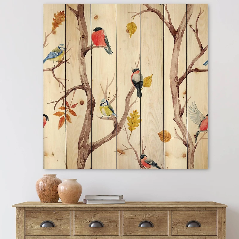 Designart - Fall Trees and Little Birds
