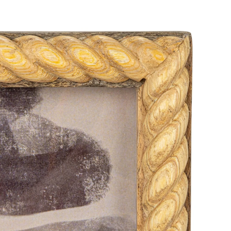 Hello Honey® 4" x 6" Bleached Hand Carved Mango Wood Photo Frame