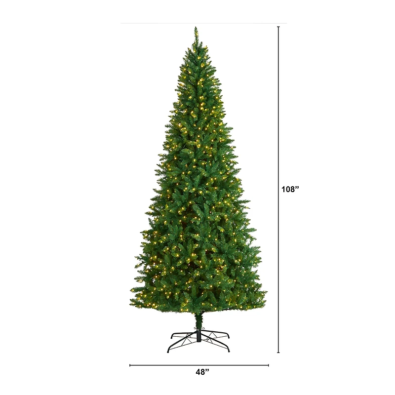 9ft. Pre-Lit Green Valley Fir Artificial Christmas Tree, Clear LED Lights