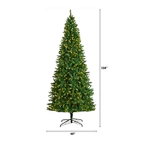 9ft. Pre-Lit Green Valley Fir Artificial Christmas Tree, Clear LED Lights