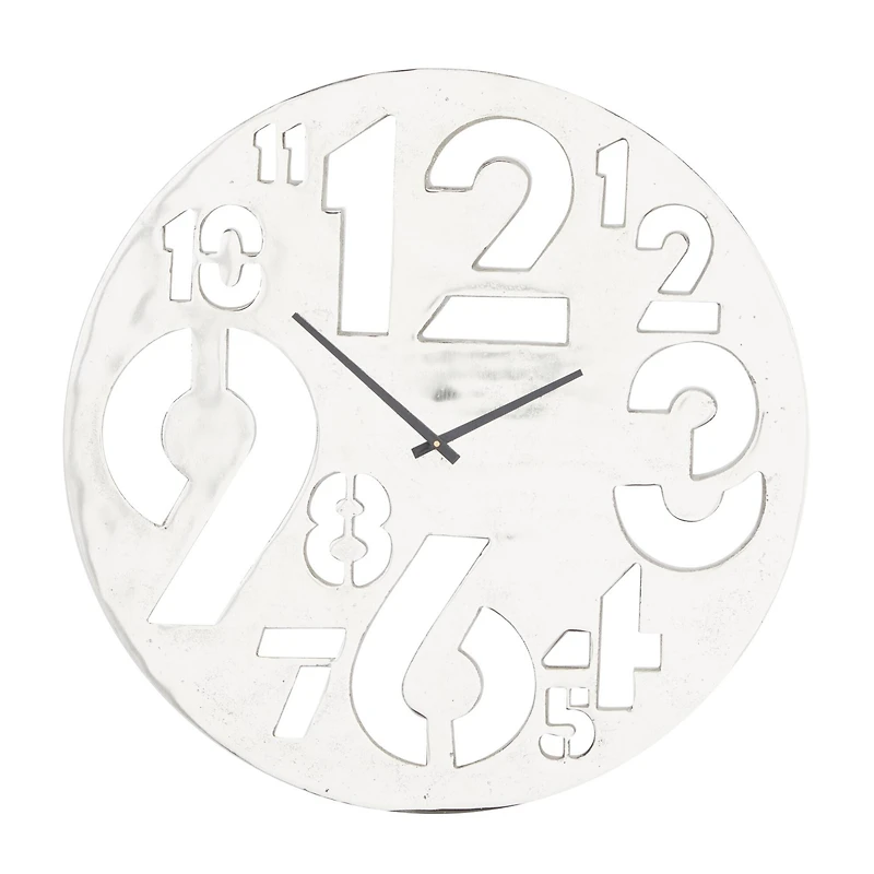 Silver Aluminum Contemporary Wall Clock, 24" x 24" x 2"