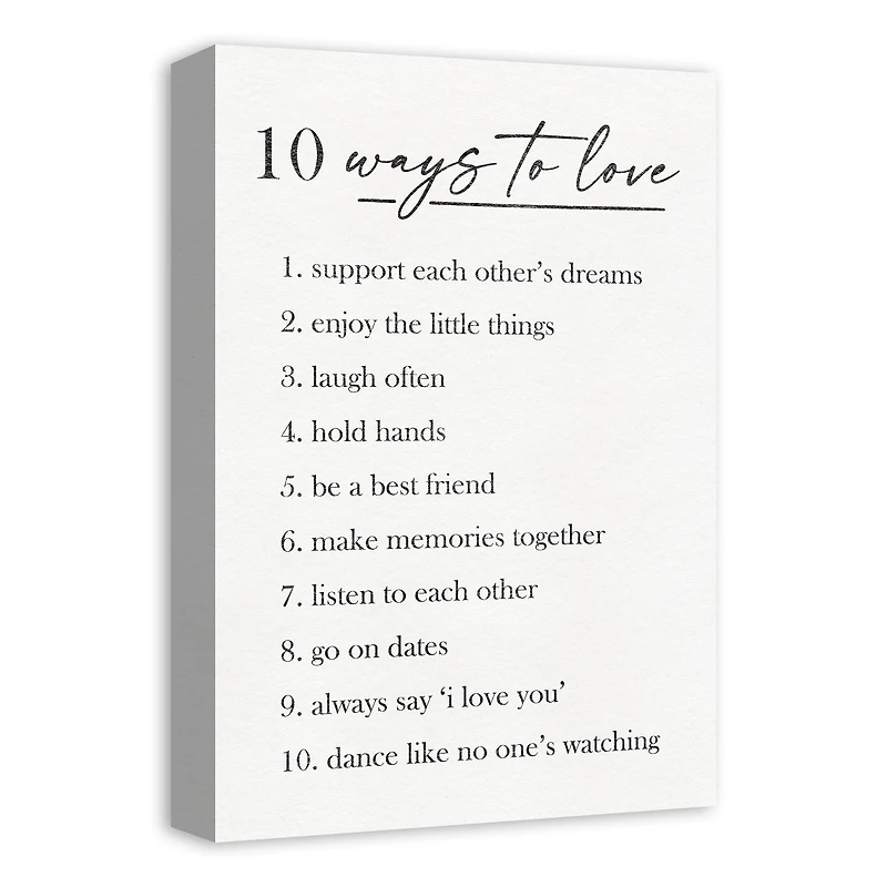 Ten Ways To Love 12" x 18" Canvas Wall Art