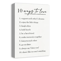 Ten Ways To Love 12" x 18" Canvas Wall Art
