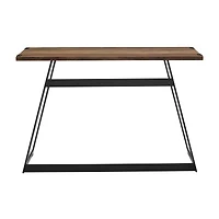 Walker Edison Reclaimed Barnwood Faux Wrap Modern Industrial Entry Table