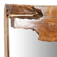 48" Brown Rustic Teak Wood Wall Mirror