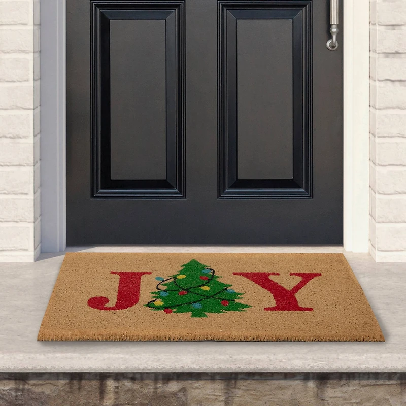 Natural Coir "Joy" Christmas Tree Doormat