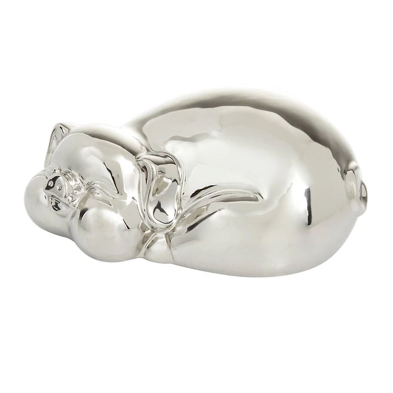 CosmoLiving by Cosmopolitan Silver Porcelain Contemporary Sculpture, 5" x 13" x 9"